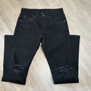 Re/done Levi’s black ripped knee skinny jeans size 28x32 style 302-3mslm32 black